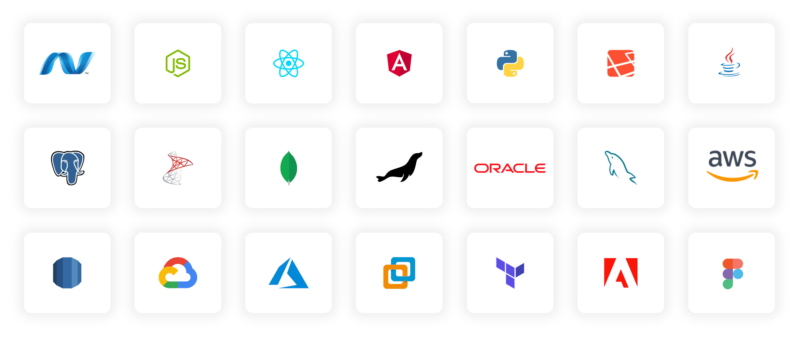 Nodejs-angular-python-laravel-java-oracle-aws-adobe-figma-azure-google-cloud